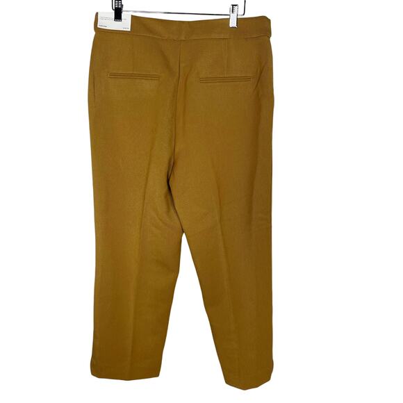New Ann Taylor 12P Mustard Brown High Rise Textured Wide Leg Trouser Pants Work - Picture 2 of 10